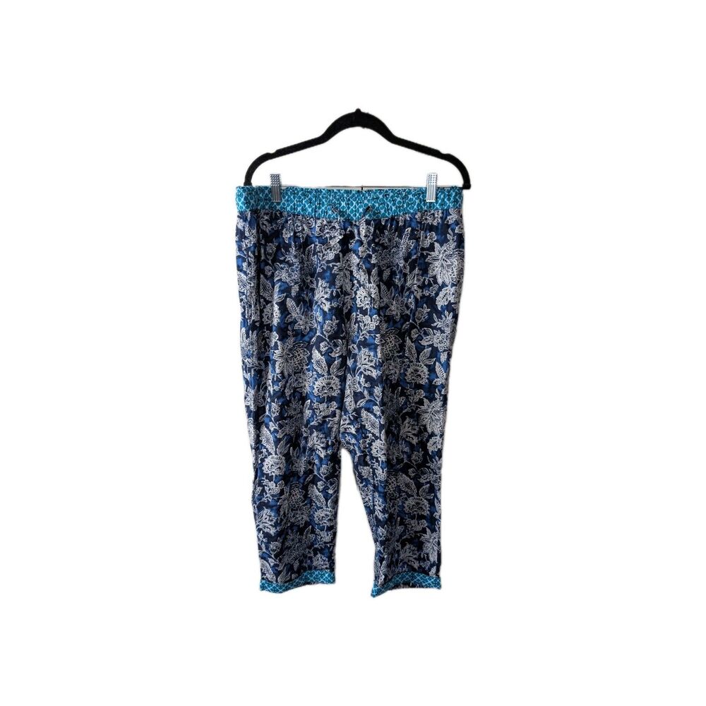 Sundance Blue Floral Cotton Pants M